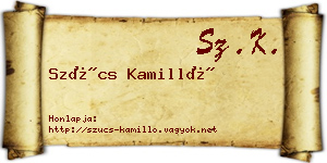Szűcs Kamilló névjegykártya