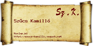Szűcs Kamilló névjegykártya